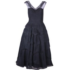 Retro Glamorous Wavy Lace Ruffle Dress