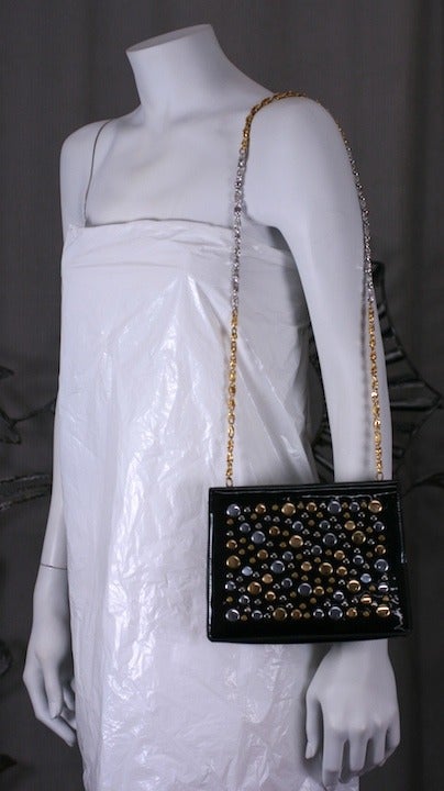 Mod Studded Patent Bag In Excellent Condition In New York, NY