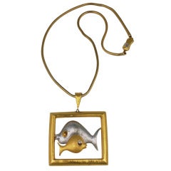 Retro Pierre Cardin Modernist Fish Pendant