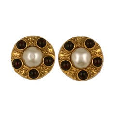 Chanel Faux Pearl and Pate de Verre Earrings 10