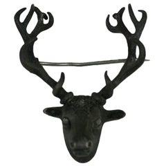 19th Century Silver Elk Brooch