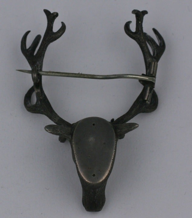 Victorian 19th Century Silver Elk Brooch For Sale