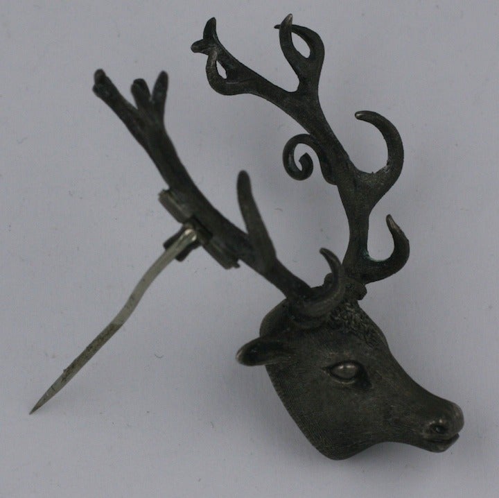 19th Century Silver Elk Brooch In Excellent Condition For Sale In New York, NY