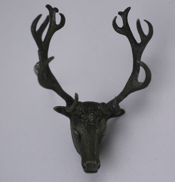 Women's or Men's 19th Century Silver Elk Brooch For Sale