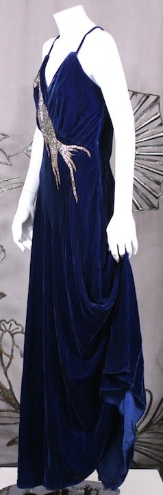 1930's Bird of Paradise Rose Montee Gown In Excellent Condition In New York, NY