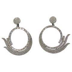 Trifari Pave Swirl Earclips