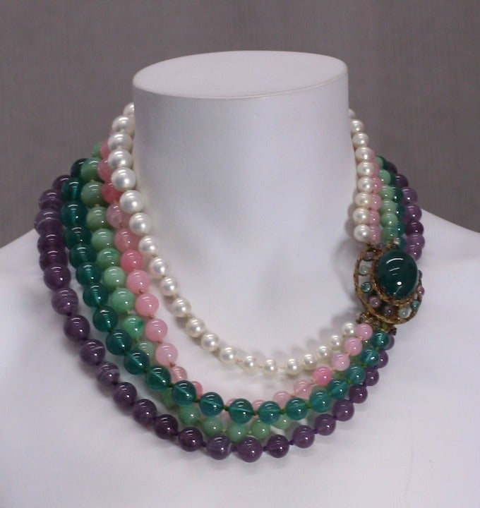 Maison Gripoix for Chanel Moughal  Multi Strand Necklace In Excellent Condition For Sale In New York, NY