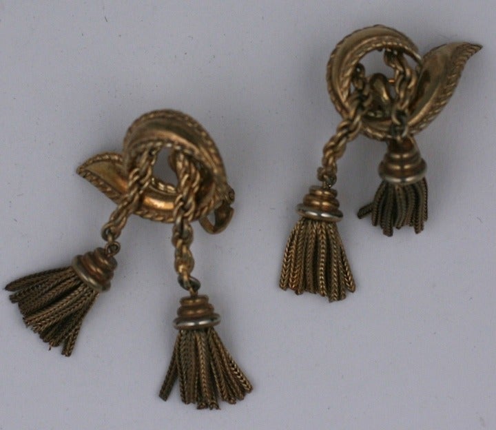Retro Trifari Tassel Earrings In Excellent Condition In New York, NY