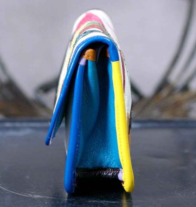 Beige Carlos Falchi Colorful Clutch For Sale