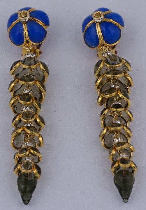 Contemporary MWLC Poured Glass Bell Flower Earrings For Sale
