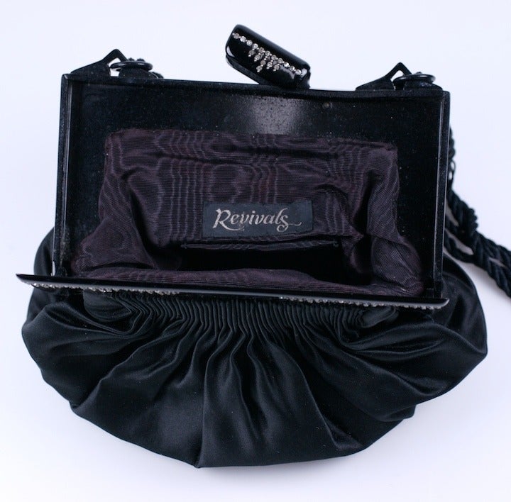 Bakelite and Crystal Deco Satin Bag In Excellent Condition In New York, NY