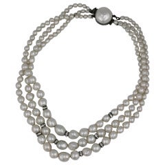 Rousellet Pate de Verre Pearl and Rondelle Necklace 3