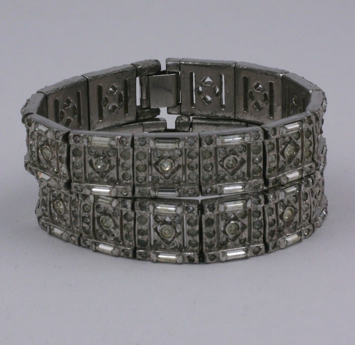 Pair of Art Deco Paste Bracelets In Excellent Condition For Sale In New York, NY