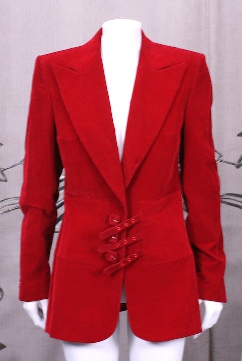 Chloe Tomato Red Corduroy Jacket In Excellent Condition In New York, NY