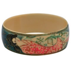 Antique Japanesque Art Deco Celluloid Bangle Bracelet