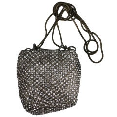 Vintage French Diamonte Drawstring Pouch