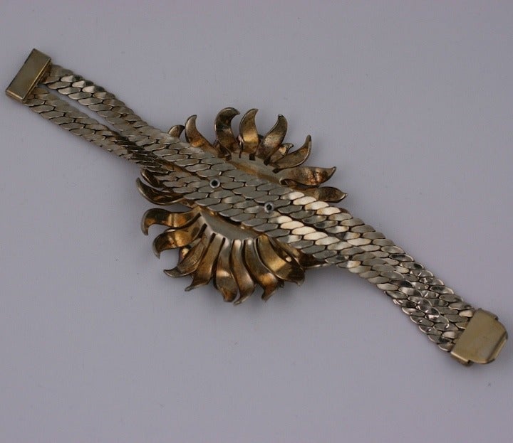 Nettie Rosenstein Sterling Silver Flower Head Bracelet In Excellent Condition In New York, NY