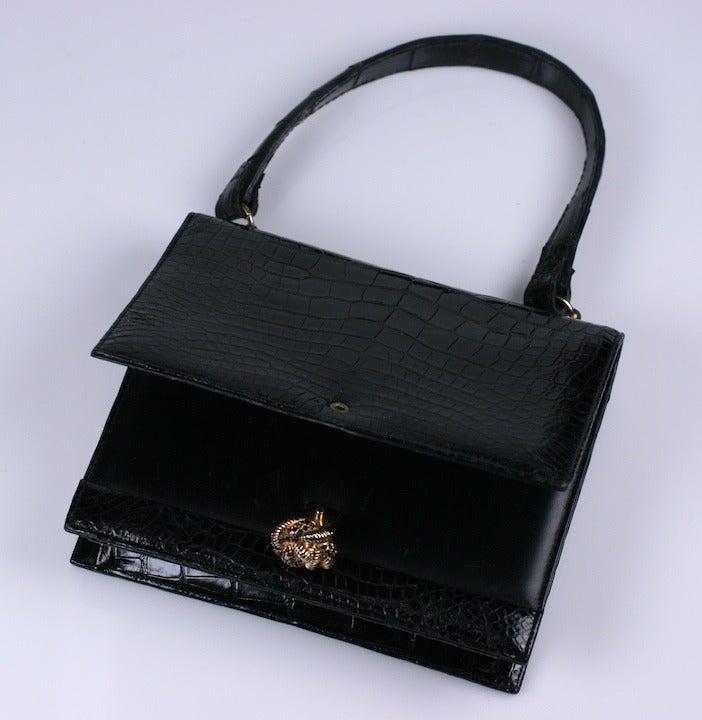 Alligator Evening Bag In Excellent Condition For Sale In New York, NY