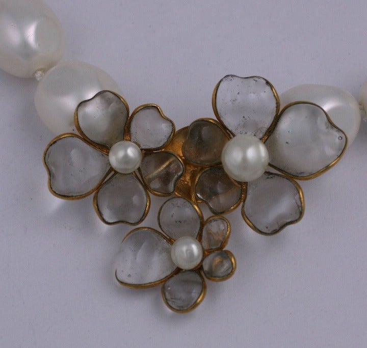 Chanel Maison Gripoix Poured Glass Flower Necklace at 1stDibs