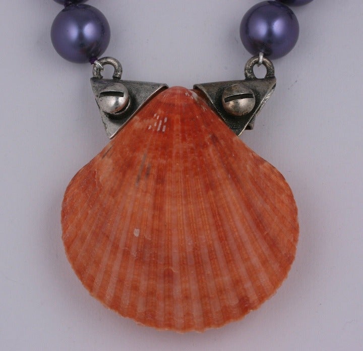 Industrial Scallop Shell Necklace, MWLC In New Condition For Sale In New York, NY