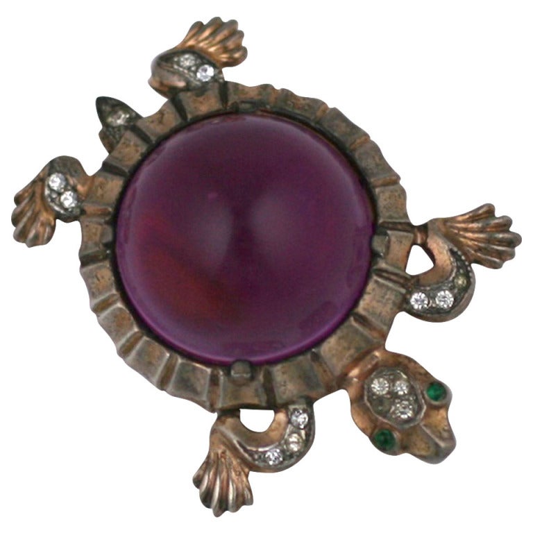 Trifari Rare Purple Jelly Belly Turtle Brooch For Sale