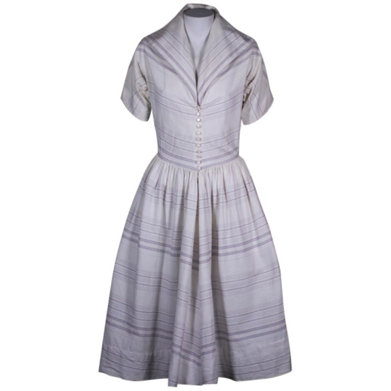 Claire McCardell Cotton Faille Dress For Sale