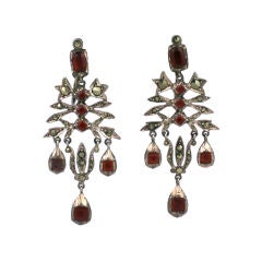 Vintage Edwardian Sterling Marcasite and Ruby Paste earring