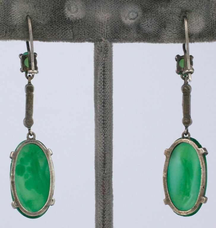 Faux Jade Paste Deco Earrings at 1stdibs