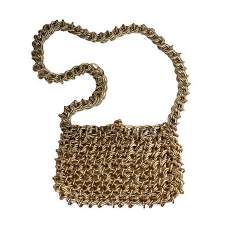 1970s Gold Chain Link Mail Bag, Italy Raoul Calabra