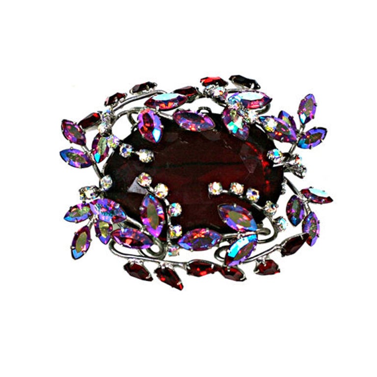 Amazing Czech Large Ruby Brooch For Sale