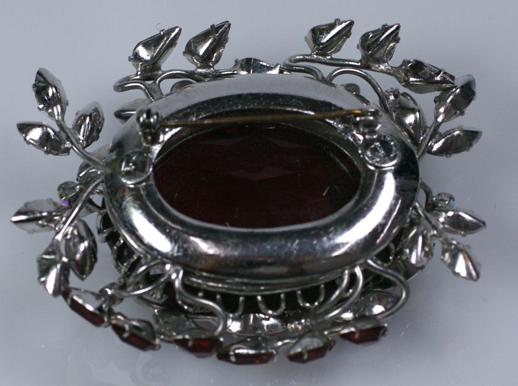 Amazing Czech Large Ruby Brooch For Sale 2