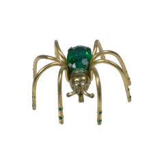 Antique Deco Emerald Spider Brooch