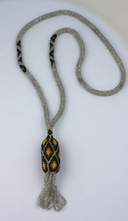 Art Deco Austrian Beaded Flapper Necklace For Sale