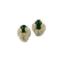 K.J.L. Emerald Cab Clip Earring