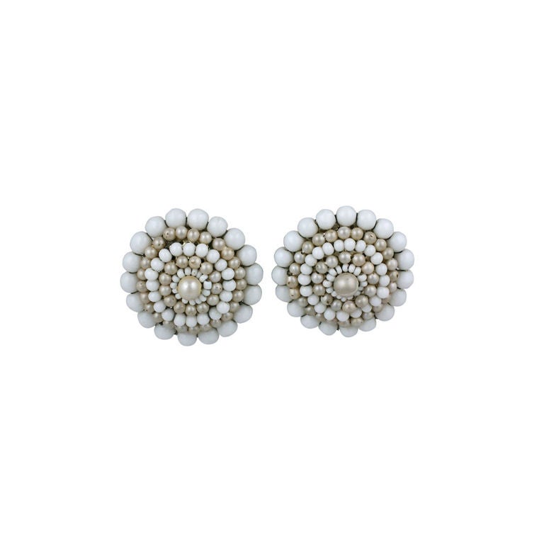 Miriam Haskell Classic Pearl Earclips