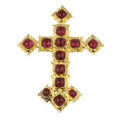 Chanel  Renaissance Ruby Cross  Pendant Brooch