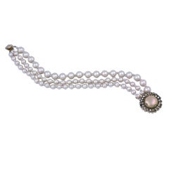 Miriam Haskell Three Strand Pearl Bracelet 5