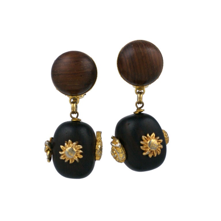 Dominique Aurientis Wood Earrings For Sale