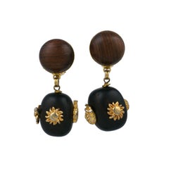 Retro Dominique Aurientis Wood Earrings