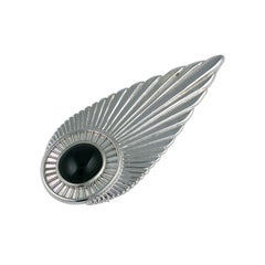 Erte Sterling Deco Feather Brooch