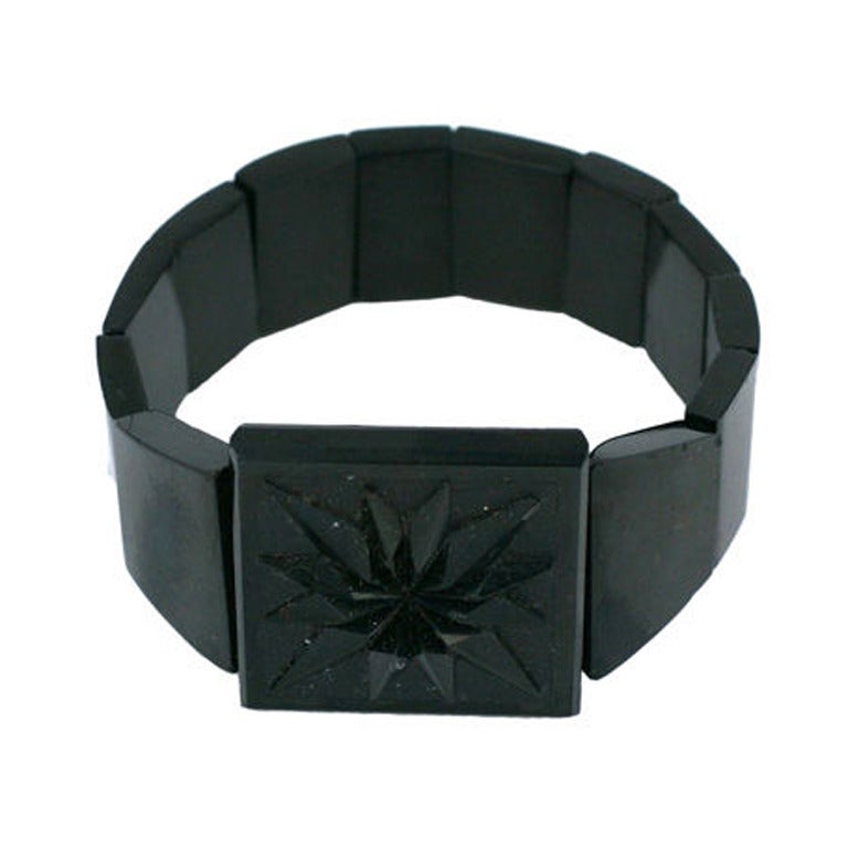 Viktorianisches Jet Stretch-Armband