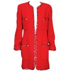 Chanel Boucle Elongated Jacket with Beaded Trim 1
