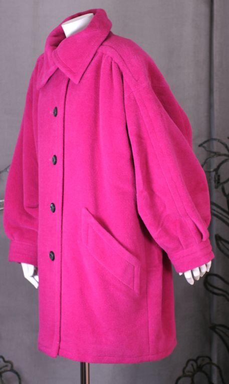 Yves Saint Laurent Fushia Wool Coat For Sale at 1stDibs