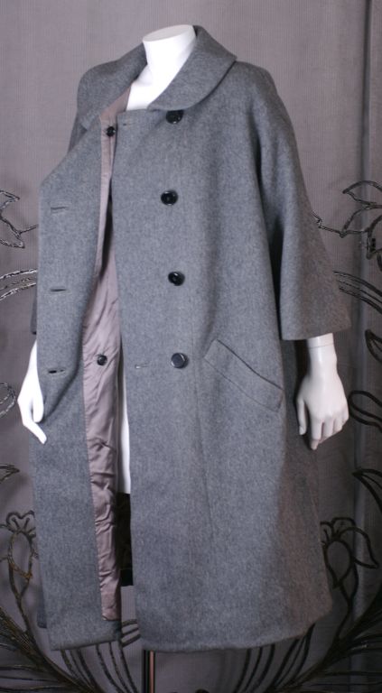 Norell A Line Grey Wool Coat For Sale at 1stDibs | a line wool coat