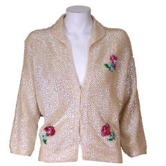 Retro Sequinned Rose Sweater