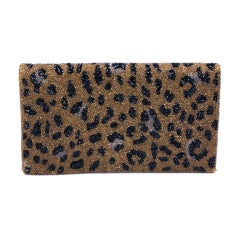 Magid Leopard Beaded Clutch