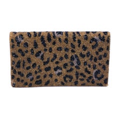 Magid Leopard Beaded Clutch