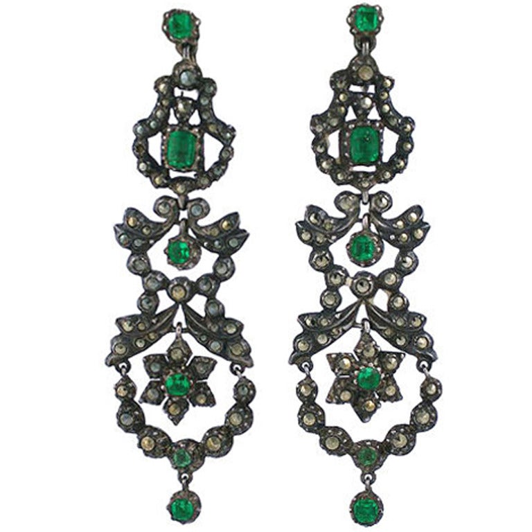 Edwardian Marcasite and Paste set Earrings
