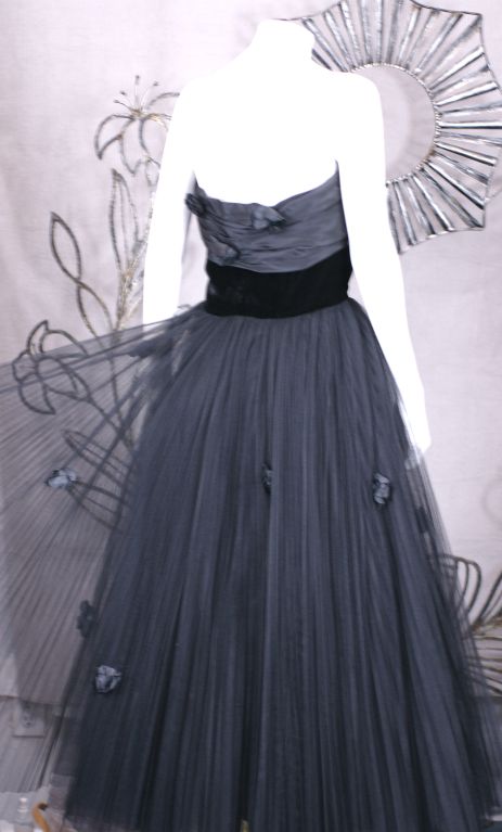 Jacques Fath  Pleated Tulle and Taffeta Rose Gown 2