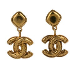 Chanel Quilted CC Logo Earrings